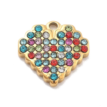 304 Stainless Steel Rhinestone Charms STAS-M092-06G-06-1