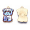 Printed Alloy Pendants, Light Gold, Read Book , Dog Charms, Cornflower Blue, 22.5x15x1.5mm, Hole: 1.6mm