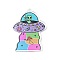 Alien Theme Colorful Acrylic Pendants, UFO with Alien, Vehicle Pattern, 44x34x2.5mm, Hole: 2mm