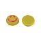 Acrylic Enamel Cabochons, Flat Round with Smiling Face Pattern, Dark Khaki, 20x6.5mm