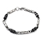 201 Stainless Steel Link Chain Bracelets, 304 Stainless Steel Clasps, Stainless Steel Color & Black, Column, 9 inch(22.8cm)