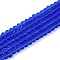 Transparent Glass Beads Strands, Faceted, Frosted, Rondelle, Blue, 4mm, Hole: 1mm, about 113~115pcs/strand, 41~41.5cm