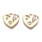 Brass Micro Pave Cubic Zirconia Charms, Nickel Free, Real 18K Gold Plated, Heart, Clear, 12x12x3mm, Hole: 1.5mm