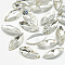 Pointed Back Glass Rhinestone Cabochons, Back Plated, Faceted, Horse Eye, Crystal, 10x5x3mm