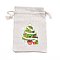 Christmas Cotton Cloth Storage Pouches, Rectangle Drawstring Bags, for Candy Gift Bags, Christmas Tree Pattern, 13.8x10x0.1cm