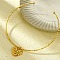 304 Stainless Steel Pendant Open Choker Necklaces for Women, Real 18K Gold Plated, Heart, Inner Diameter: 5.08 inch(12.9cm), Heart: 28.5x26.5mm