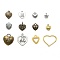 Tibetan Style Alloy Pendants, Heart, Mixed Style, Mixed Color, 12~52x10~49x1.5~16mm, Hole: 1~5.5mm