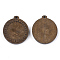 Wooden Pendant Cabochon Settings, Pendant Base, Flat Round with Teardrop, Camel, Tray: 25mm, 39x35x5mm, Hole: 2mm