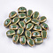 Handmade Porcelain Beads, Fancy Antique Glazed Porcelain, Oval, Lime Green, 12~14x9~10.5x9~11mm, Hole: 2.5mm