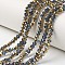 Electroplate Transparent Glass Beads Strands, Half Golden Plated, Faceted, Rondelle, Steel Blue, 3.5x3mm, Hole: 0.4mm, about 123~127pcs/strand, 13.7~14.1 inch(35~36cm)