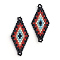 MIYUKI & TOHO Japanese Seed Beads, Handmade Links, Rhombus Loom Pattern, Dark Red, 42.5~44x19~20x1.5~2mm, Hole: 1~2mm