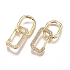 Brass Micro Pave Cubic Zirconia Dangle Huggie Hoop Earrings EJEW-G279-01G-01-1