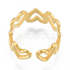 Ion Plating(IP) 304 Stainless Steel Hollow Heart Cuff Rings RJEW-N038-124LG-3