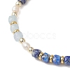 Natural Aquamarine & Natural Lapis Lazuli Cube Beaded Stretch Bracelets for Women BJEW-JB13390-03-2
