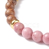 Natural Wenge Wood & Gemstone Round Beaded Stretch Bracelet for Women BJEW-JB07544-6