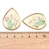 Brass & Transparent Epoxy Resin & Dried Flower Pendants RESI-G133-02G-4