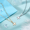 2Pcs 2 Colors Alloy Textured Cross Pendant Paperclip Chain Necklaces NJEW-ME0001-14-5