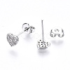 Brass Micro Pave Clear Cubic Zirconia Stud Earrings EJEW-T046-26P-NF-3