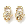 Brass Micro Pave Clear Cubic Zirconia Lobster Claw Clasps KK-M308-17G-1