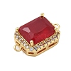 Rack Plating Brass Micro Pave Clear Cubic Zirconia Rectangle Connector Charms KK-A234-028-3
