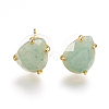 Natural Green Aventurine Stud Earrings EJEW-L196-03E-1