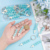 Synthetic Turquoise Bead and Natural Jade Cross Pendant Keychain KEYC-PH01520-3