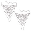2Pcs Brass Rhinestone Chain Finger Rings Bracelet BJEW-ME0001-01S-1