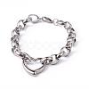 Tarnish Resistant Heart 304 Stainless Steel Link Necklaces and Bracelets Jewelry Sets SJEW-F132-08P-5