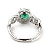 Green Cubic Zirconia Oval Adjustable Ring RJEW-I087-02P-3