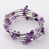 Natural Amethyst Chip Warp Bracelets X-BJEW-JB01517-02-4