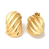 Stripe Oval Ion Plating(IP) 304 Stainless Steel Stud Earrings for Women EJEW-L287-026G-2
