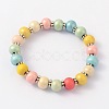 Children's Day Gift Dyed Drum Wood Beaded Kids Necklaces & Stretch Bracelets Jewelry Sets SJEW-JS00859-4