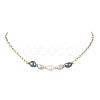Natural Pearl Rice Beaded Necklaces with 304 Stainless Steel Paperclip Chains NJEW-JN05977-01-2