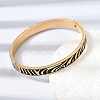 304 Stainless Steel Black Enamel Zebra Skin Print Hinged Cuff Bangles for Women SA-CBAC920-03G-2