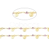 Glass Flat Round with Enamel Evil Eye Beaded Chains CHC-G017-23G-04-2