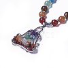 Natural & Synthetic Gemstone and Labradorite Pendant Necklaces NJEW-G324-A07-2