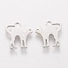 Tarnish Resistant 304 Stainless Steel Kitten Charms STAS-Q201-T155-2
