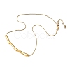 Ion Plating(IP) 304 Stainless Steel Round Snake Chain Textured Bar Pendant Necklaces for Women NJEW-K276-15G-1-1