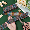 7M Ethnic Style Polyester Flower Jacquard Ribbons OCOR-WH0091-72A-01-3