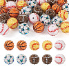 30Pcs 5 Style Basketball & Football & Baseball Pattern Resin Rhinestone Beads RESI-TA0001-77-2