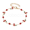 Alloy Enamel & Glass Link Chain Bracelets BJEW-A156-05G-4