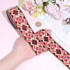 Rhombus Pattern Ethnic Style Embroidery Floral Polyester Ribbons OCOR-WH0070-324A-3