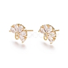 Brass Cubic Zirconia Stud Earring Findings X-EJEW-E257-05G-2