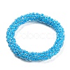 Crochet Glass Beads Braided Stretch Bracelet BJEW-K232-01A-1