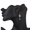 Moon Copper Wire Wrapped Synthetic Moonstone Bead & CCB Plastic & 201 Stainless Steel Dangle Earrings EJEW-JE06654-02-3