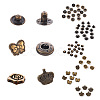 18 Sets Crown & Bowknot & Rose Flower Brass Leather Snap Buttons Fastener Kits SNAP-YW0001-05AB-4