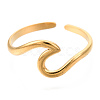 Ion Plating(IP) 304 Stainless Steel Sea Wave Cuff Rings RJEW-N038-115LG-3