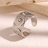 304 Stainless Steel Rhinestone Open Cuff Rings WG2F424-02-1