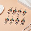 Natural & Synthetic Mixed Gemstone Chips Tree of Life with Alloy Feather Chandelier Earrings EJEW-JE05213-2