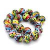 Multi-Color Handmade Lampwork Round Beads X-LAMP-O008-03-2